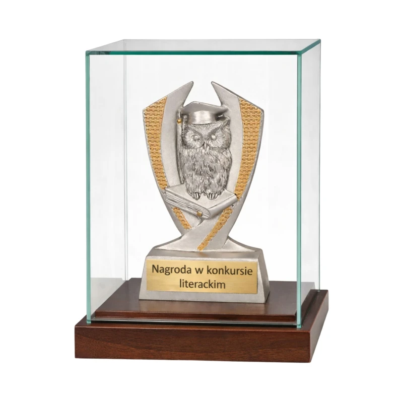 Statuetka Srebrna Odlewana Mądra Sowa TABLICZKA Z GRAWEREM GRATIS 10 cm