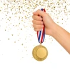 Medal Złoty 40 mm I Miejsce Uniwersalny EMBLEMAT I WSTĄŻKA 11 MM GRATIS