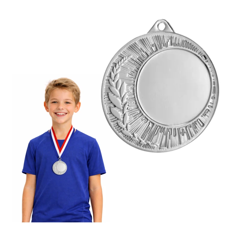Medal Srebrny 40 mm II Miejsce Uniwersalny EMBLEMAT I WSTĄŻKA 11 MM GRATIS