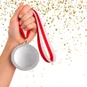 Medal Srebrny 60 mm II Miejsce Uniwersalny EMBLEMAT I WSTĄŻKA 11 MM GRATIS