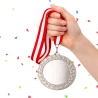 Medal Srebrny 70 mm II Miejsce Uniwersalny EMBLEMAT I WSTĄŻKA 11 MM GRATIS
