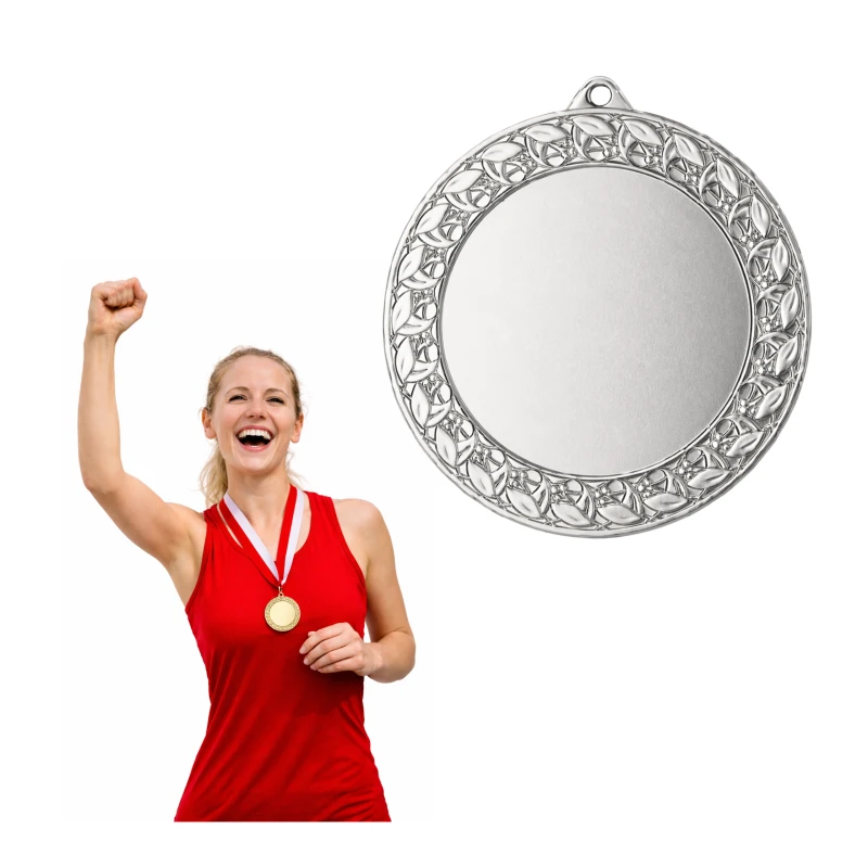 Medal Srebrny 70 mm II Miejsce Uniwersalny EMBLEMAT I WSTĄŻKA 11 MM GRATIS