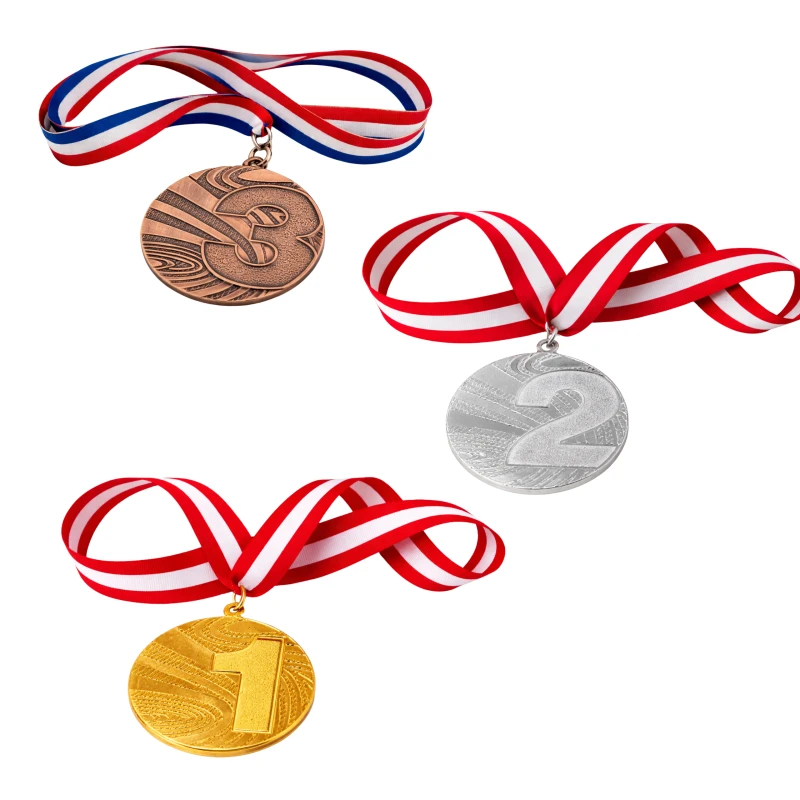 ZESTAW 3 Medale I-III Miejsce Uniwersalne Sportowe 40 mm WSTĄŻKA 11 MM GRATIS