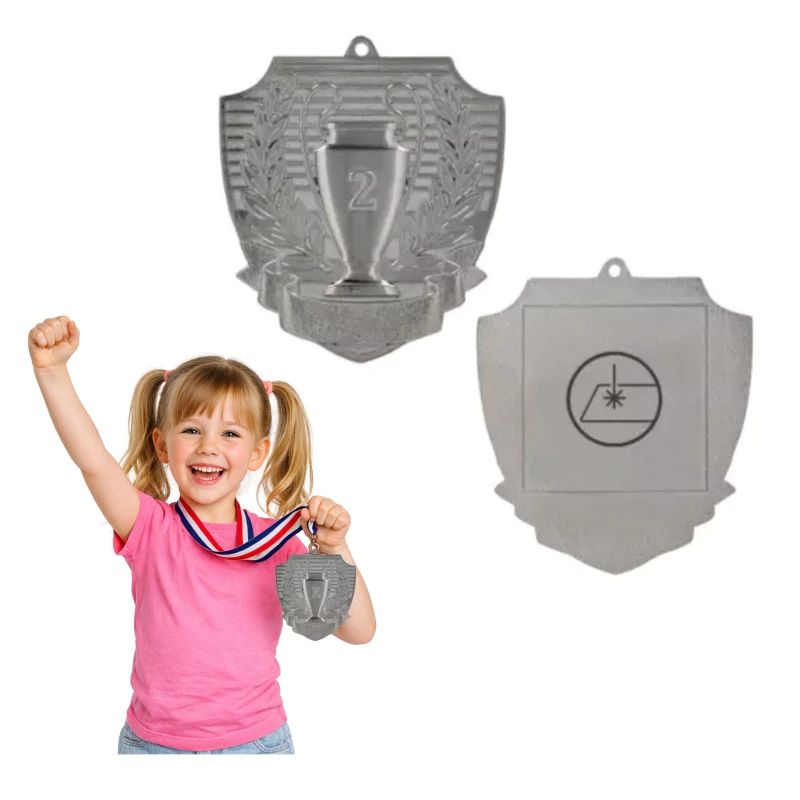 Srebrny Medal Metalowy 80 mm II Miejsce Uniwersalny WSTĄŻKA 11 MM GRATIS