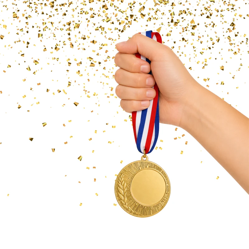 Medal Złoty 40 mm I Miejsce Uniwersalny EMBLEMAT I WSTĄŻKA 22 MM GRATIS