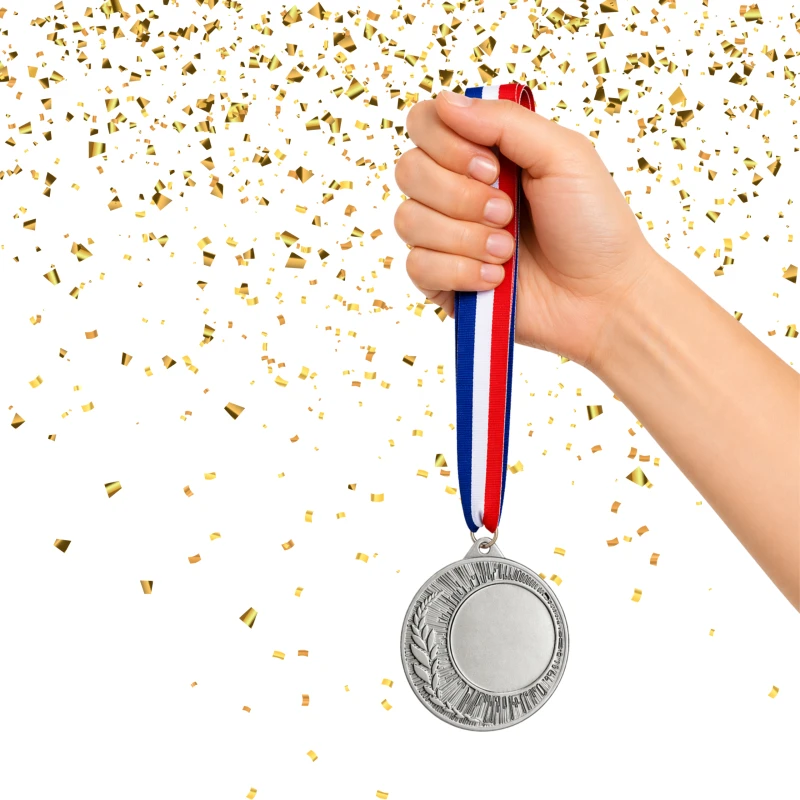 Medal Srebrny 40 mm II Miejsce Uniwersalny EMBLEMAT I WSTĄŻKA 22 MM GRATIS