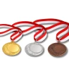 ZESTAW 3 Medale I-III Miejsce Uniwersalne 40 mm EMBLEMAT I WSTĄŻKA 22 MM GRATIS
