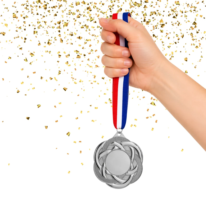 Medal Srebrny 50 mm II Miejsce Uniwersalny EMBLEMAT I WSTĄŻKA 22 MM GRATIS