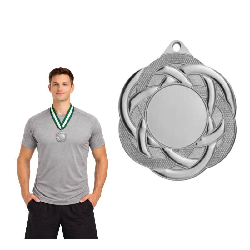 Medal Srebrny 50 mm II Miejsce Uniwersalny EMBLEMAT I WSTĄŻKA 22 MM GRATIS