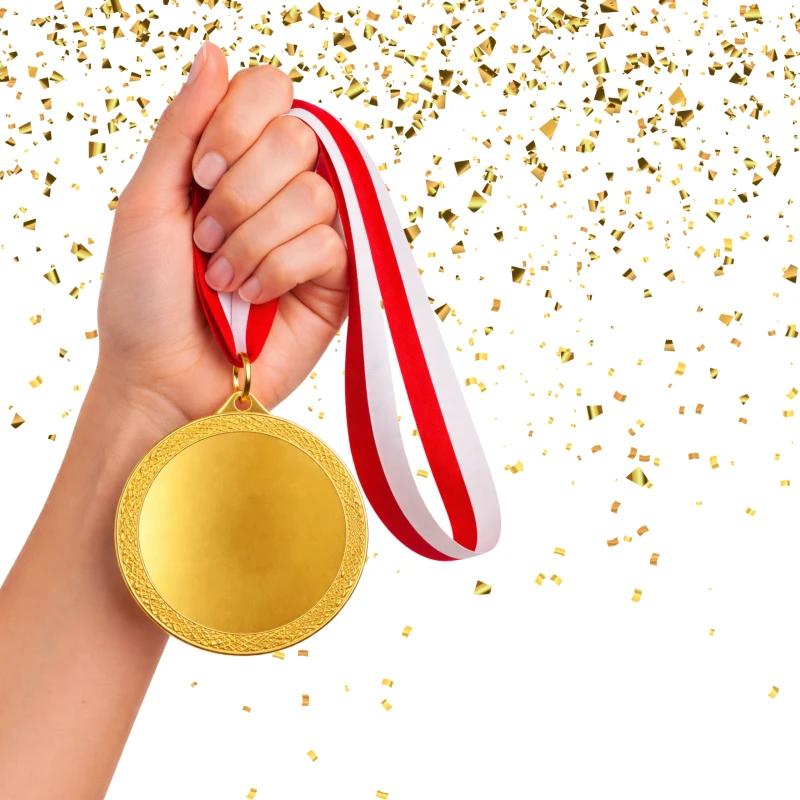 Medal Złoty 60 mm I Miejsce Uniwersalny EMBLEMAT I WSTĄŻKA 22 MM GRATIS
