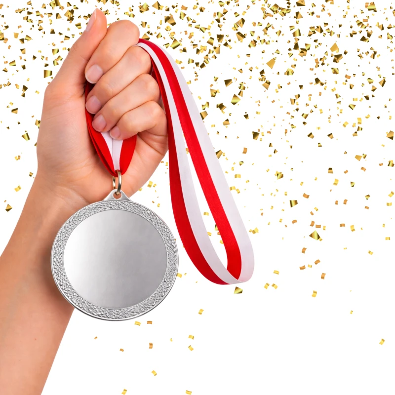 Medal Srebrny 60 mm II Miejsce Uniwersalny EMBLEMAT I WSTĄŻKA 22 MM GRATIS
