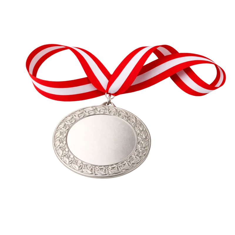Medal Srebrny 70 mm II Miejsce Uniwersalny EMBLEMAT I WSTĄŻKA 22 MM GRATIS