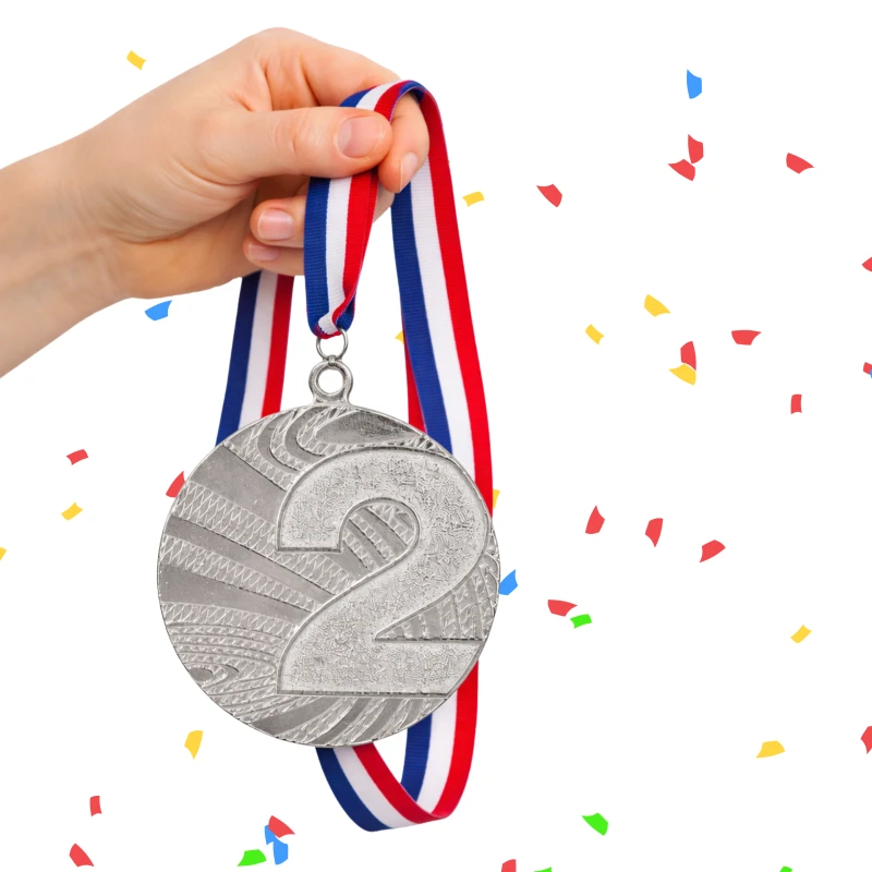 Medal Srebrny 40 mm II Miejsce Uniwersalny Sportowy WSTĄŻKA 22 MM GRATIS