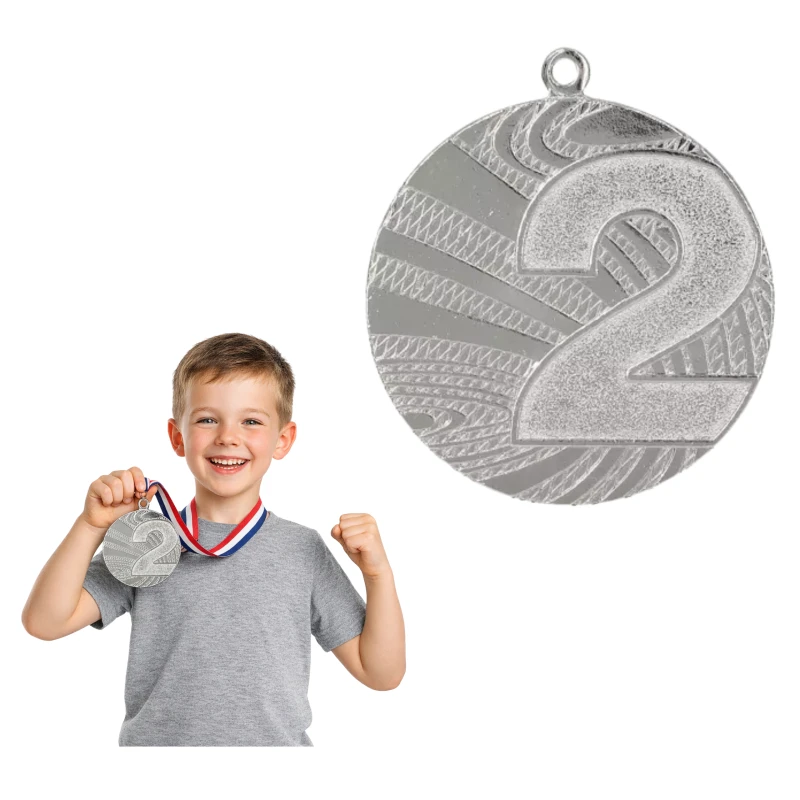 Medal Srebrny 40 mm II Miejsce Uniwersalny Sportowy WSTĄŻKA 22 MM GRATIS