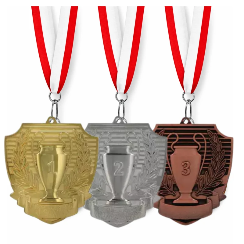 ZESTAW 3 Medale I-III Miejsce Uniwersalne Sportowe 80 mm WSTĄŻKA 22 MM GRATIS