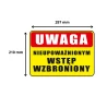 Tabliczka informacyjna WSTĘP WZBRONIONY A4 PCV