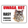 Tabliczka informacyjna UWAGA KOT A3 PCV