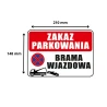 Tabliczka informacyjna ZAKAZ PARKOWANIA BRAMA WJAZDOWA A5 PCV
