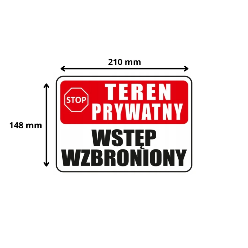 Tabliczka informacyjna TEREN PRYWATNY WSTĘP WZBRONIONY A5 PCV