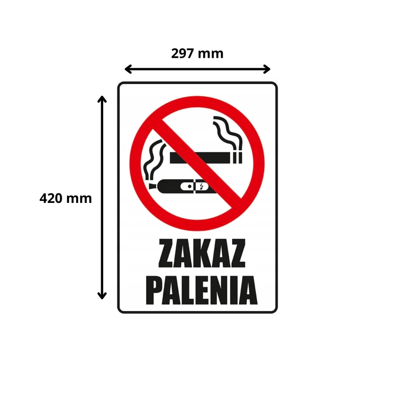 Tabliczka Informacyjna ZAKAZ PALENIA A3 PCV