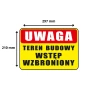 Tabliczka Informacyjna TEREN BUDOWY WSTĘP WZBRONIONY A3 PCV