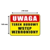 Tabliczka Informacyjna TEREN BUDOWY WSTĘP WZBRONIONY A4 PCV