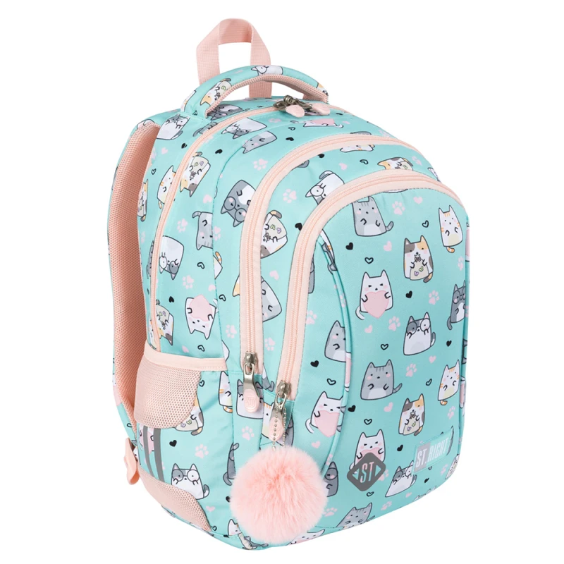 PLECAK 3-KOMOROWY STRIGHT BP-26 CHARMING CATS mkmp