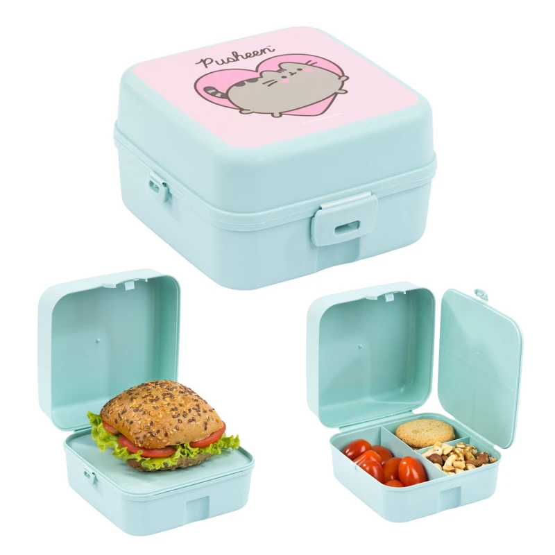 PUSHEEN Mint Zestaw Śniadaniówka + Bidon 500 ml Lunchbox do Szkoły dla Dzieci