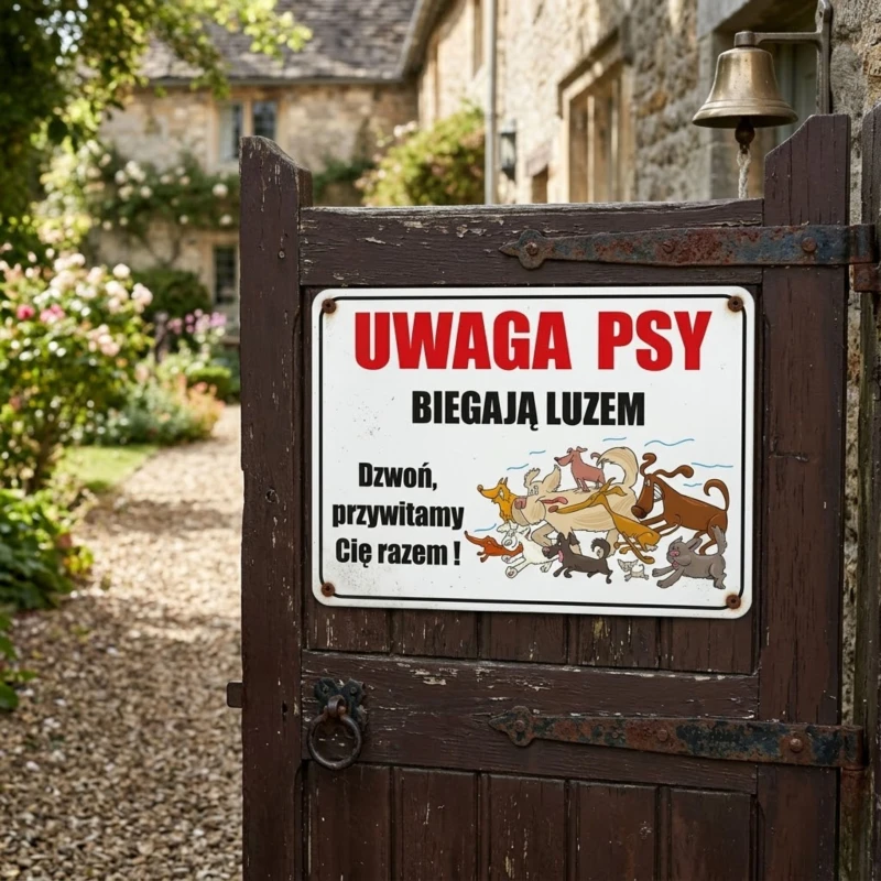 Tabliczka Informacyjna UWAGA PSY BIEGAJĄ LUZEM A3 PCV