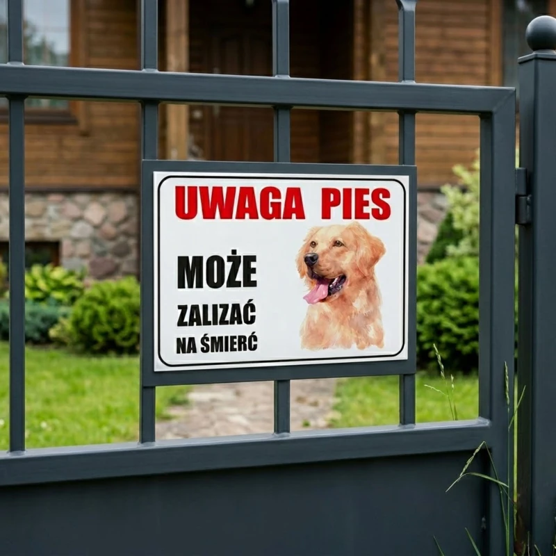 Tabliczka Informacyjna UWAGA PIES - MOŻE ZALIZAĆ NA ŚMIERĆ A5 PCV