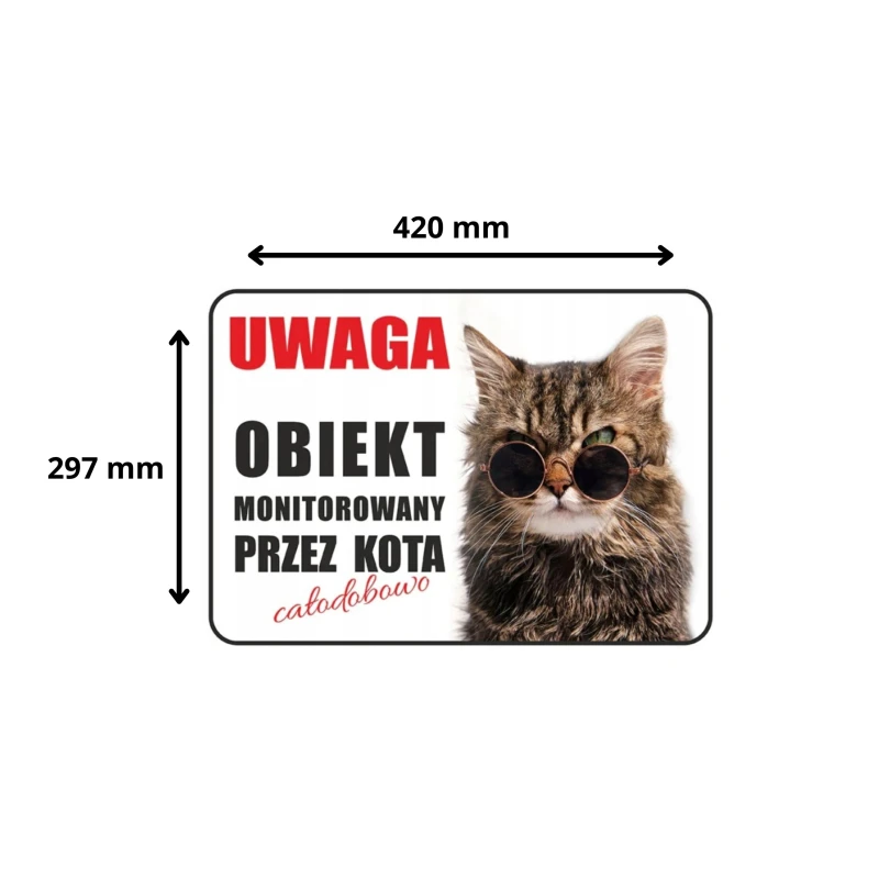 Tabliczka Informacyjna OBIEKT MONITOROWANY PRZEZ KOTA A3 PCV
