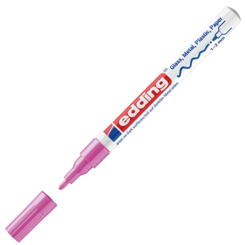 Marker Olejowy Połyskujący różowy Edding 751 1-2 mm Permanentny Do Dekoracji