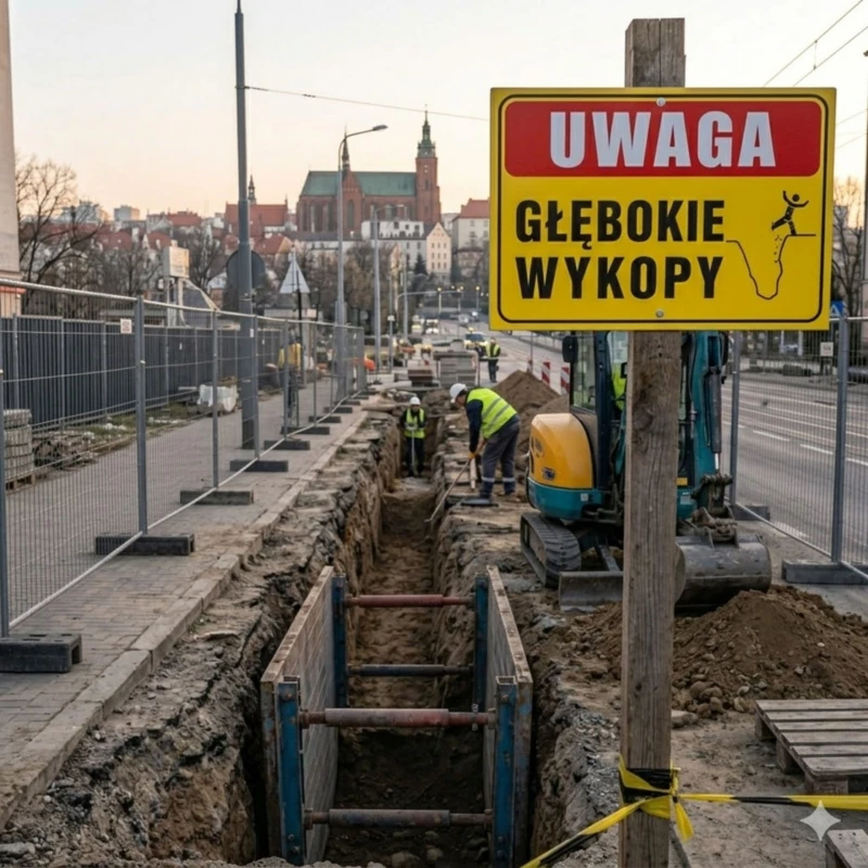 Tabliczka Informacyjna UWAGA GŁEBOKIE WYKOPY A4 PCV