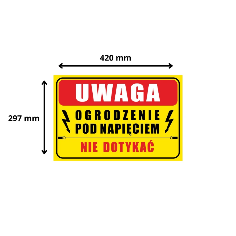 Tabliczka informacyjna OGRODZENIE POD NAPIĘCIEM A3 PCV