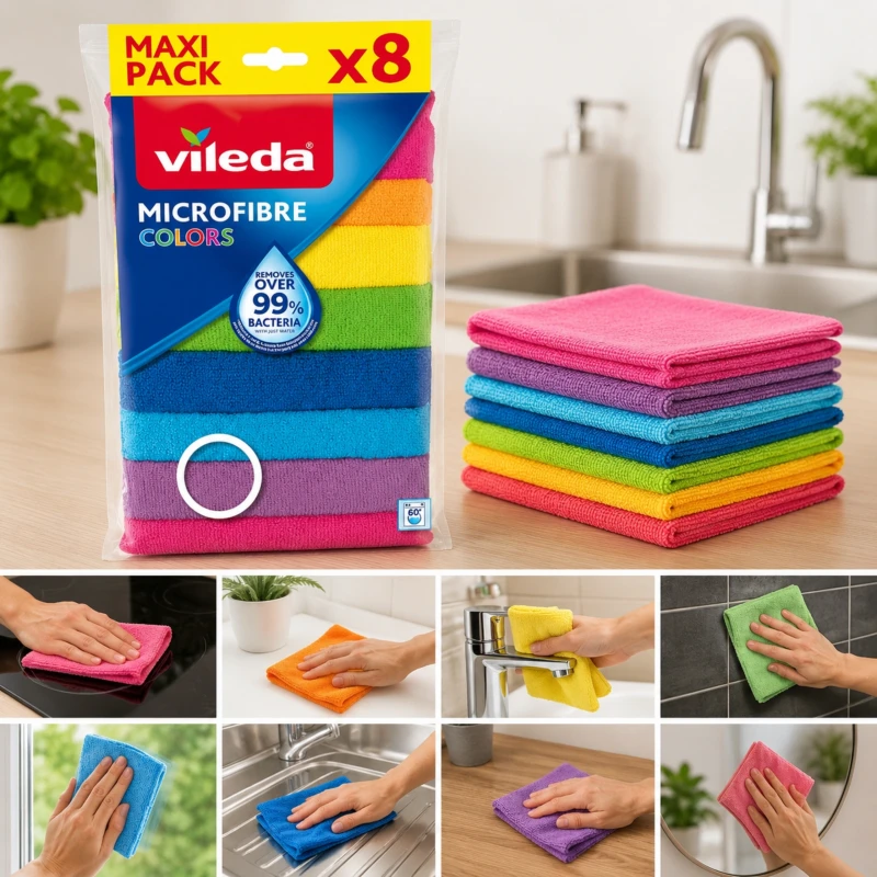 ŚCIERECZKA MIKROFIBRA COLORS 8SZT VILEDA