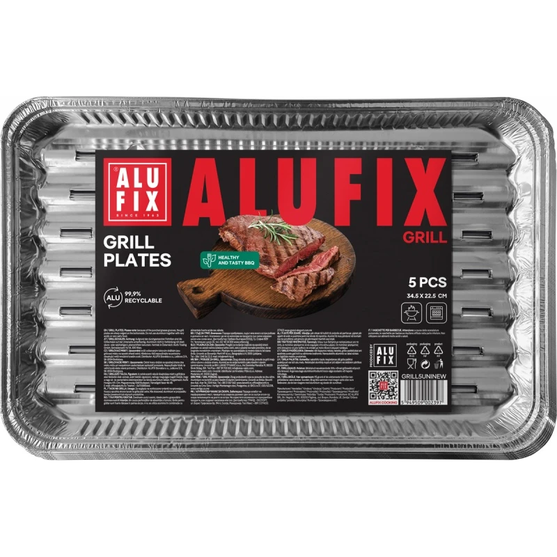 Tacki grillowe ALUFIX Fix-Grill, aluminiowe, prostokątne, 5 szt.