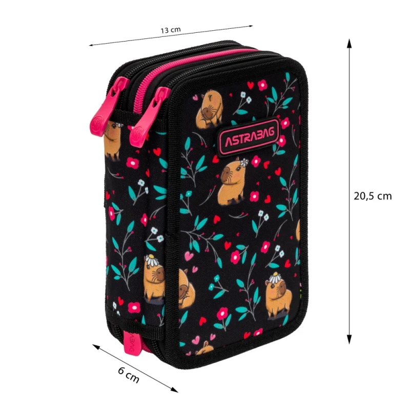 Piórnik JUMBO potrójny z wyposażeniem ASTRABAG FLOWER CAPY, AC31