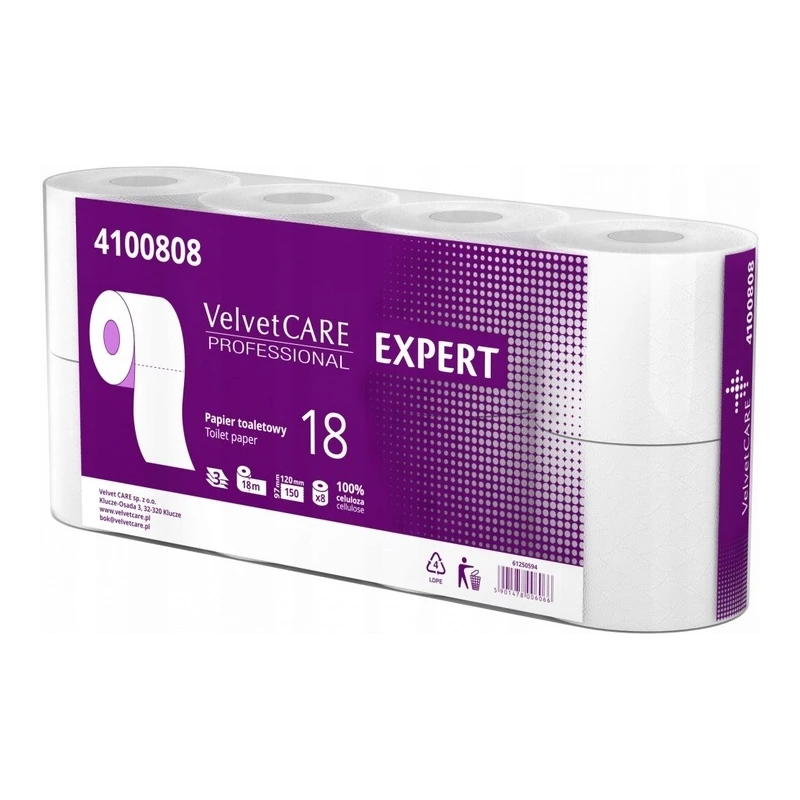 PAPIER TOALETOWY CELULOZOWY VELVET EXPERT 3WARSTWOWY 8SZT BIAŁY
