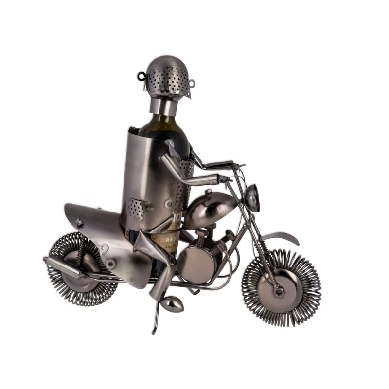 METALOWY STOJAK NA WINO - MOTOCYKLISTA