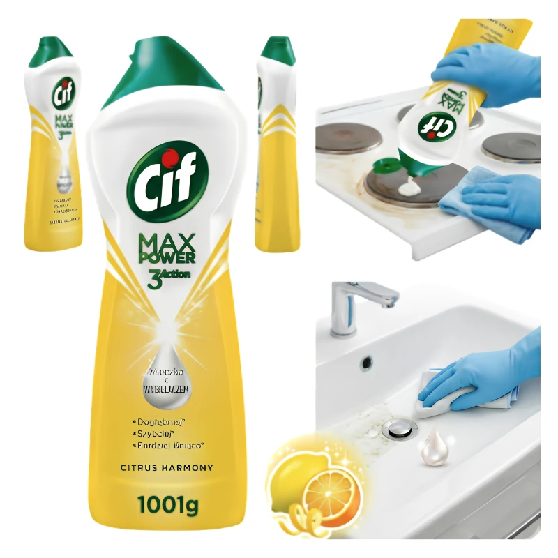 MLECZKO DO CZYSZCZENIA CIF MAX POWER 3 ACTION CITRUS, Z WYBIELACZEM, 1001G

