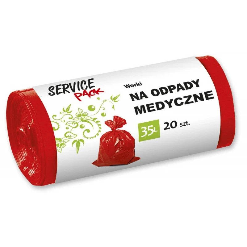 WORKI NA ODPADY MEDYCZNE 35L (20SZT) CZERWONE