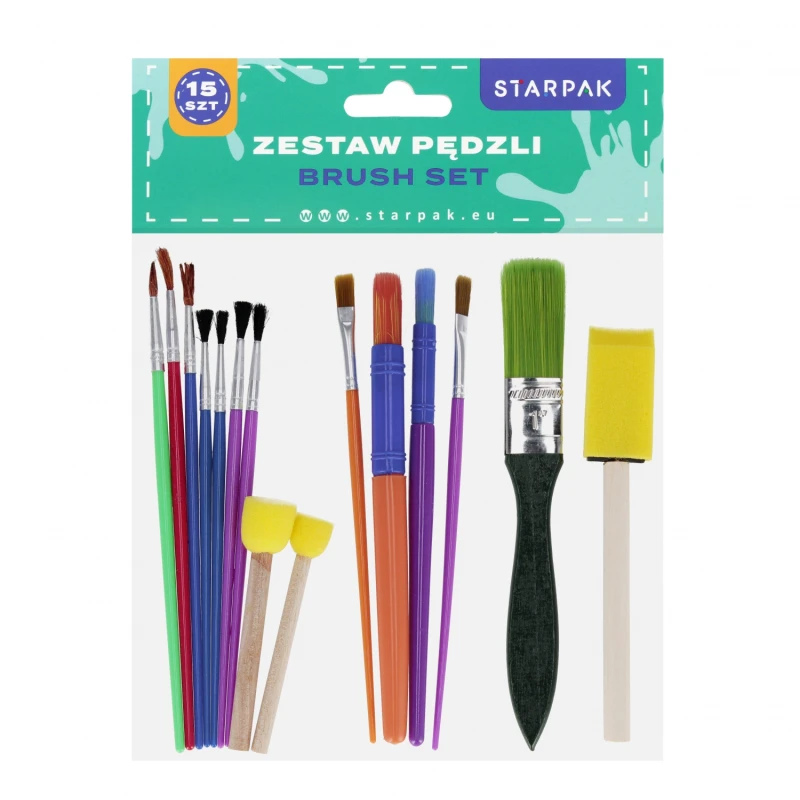 PĘDZLE SZKOLNE ZEST 15SZT 562604