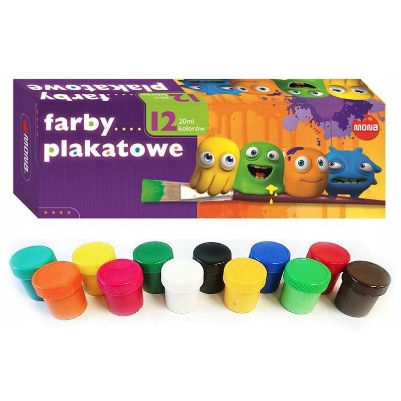 FARBY PLAKATOWE 12 kol. 20 ml MONA mkmr