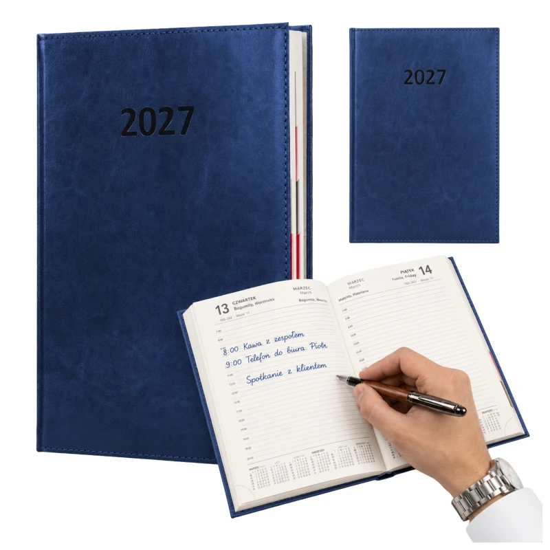Kalendarz 2027 Agenda A4 Dzienny Granatowy 1618