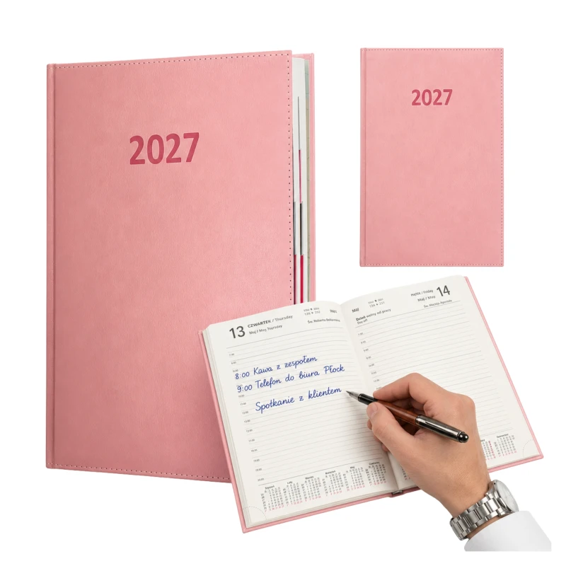 Kalendarz 2027 Agenda A4 Dzienny Pudrowa Ró? 1656