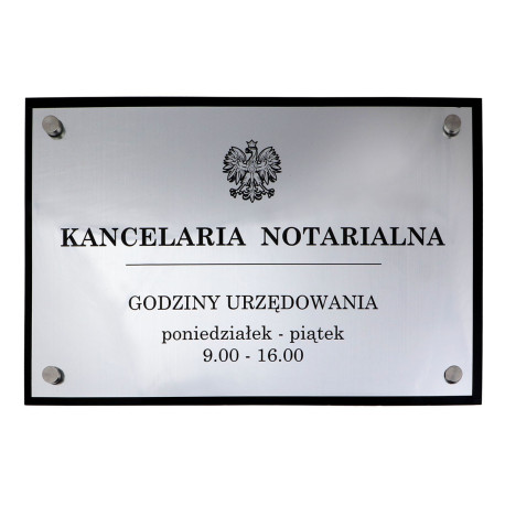 Tabliczka informacyjna kancelaria 31x21+ dystanse