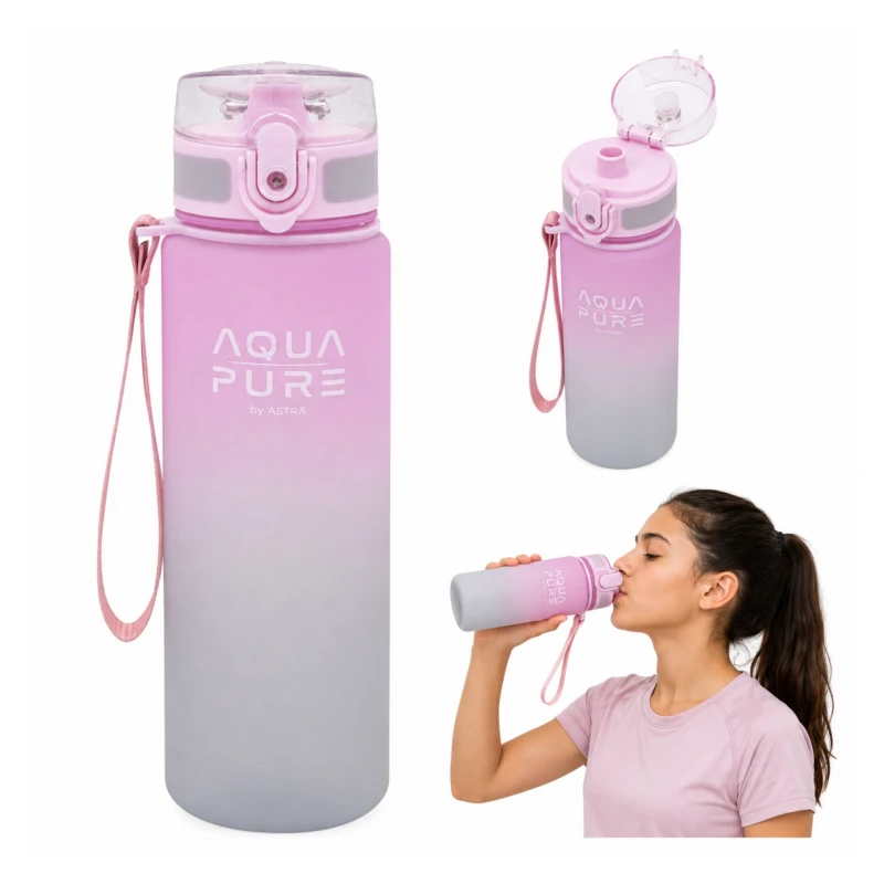 Bidon AQUA PURE 600ml pink/grey