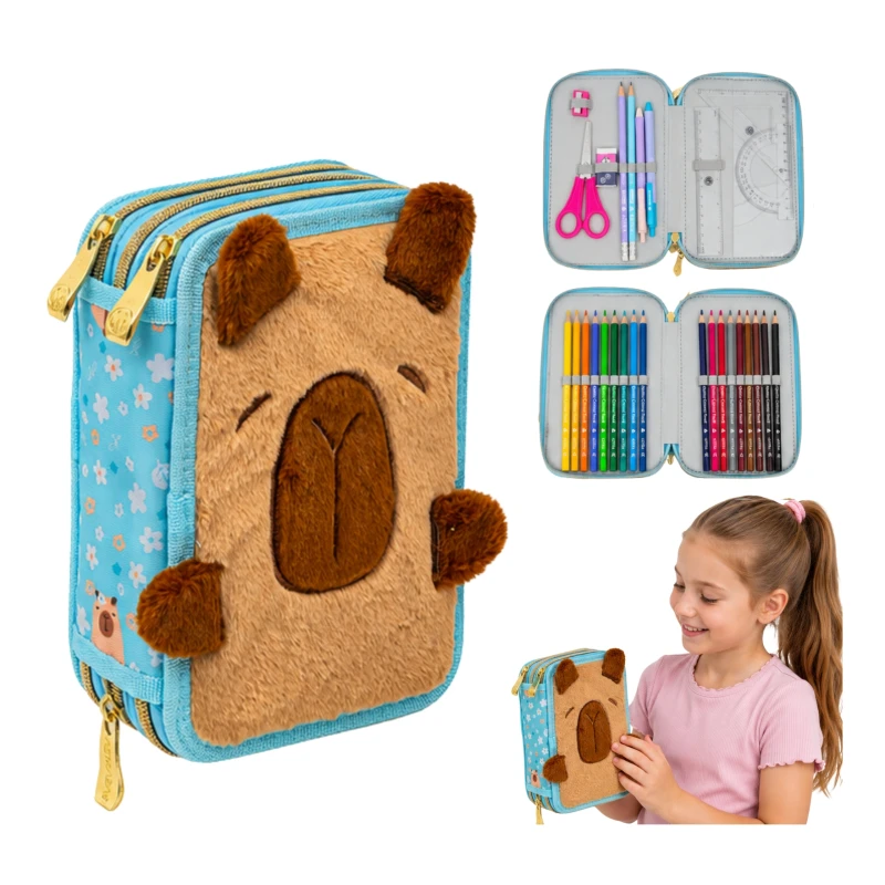 Piórnik JUMBO potrójny z wyposażeniem ASTRABAG FLUFFY CAPY, AC31 503026026