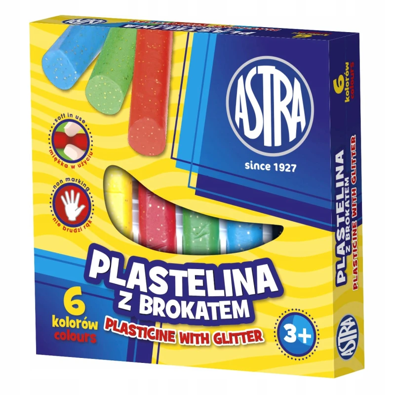 PLASTELINA ASTRA Z BROKATEM 6 KOLORÓW 303109001