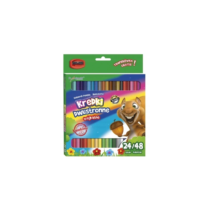 KREDKI SZKOLNE TRÓJKĄTNE BAMBINO DWUSTRONNE 24/48KOLORY